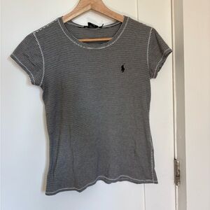 Ralph Lauren Sport Black and White Striped Short Sleeve Tee